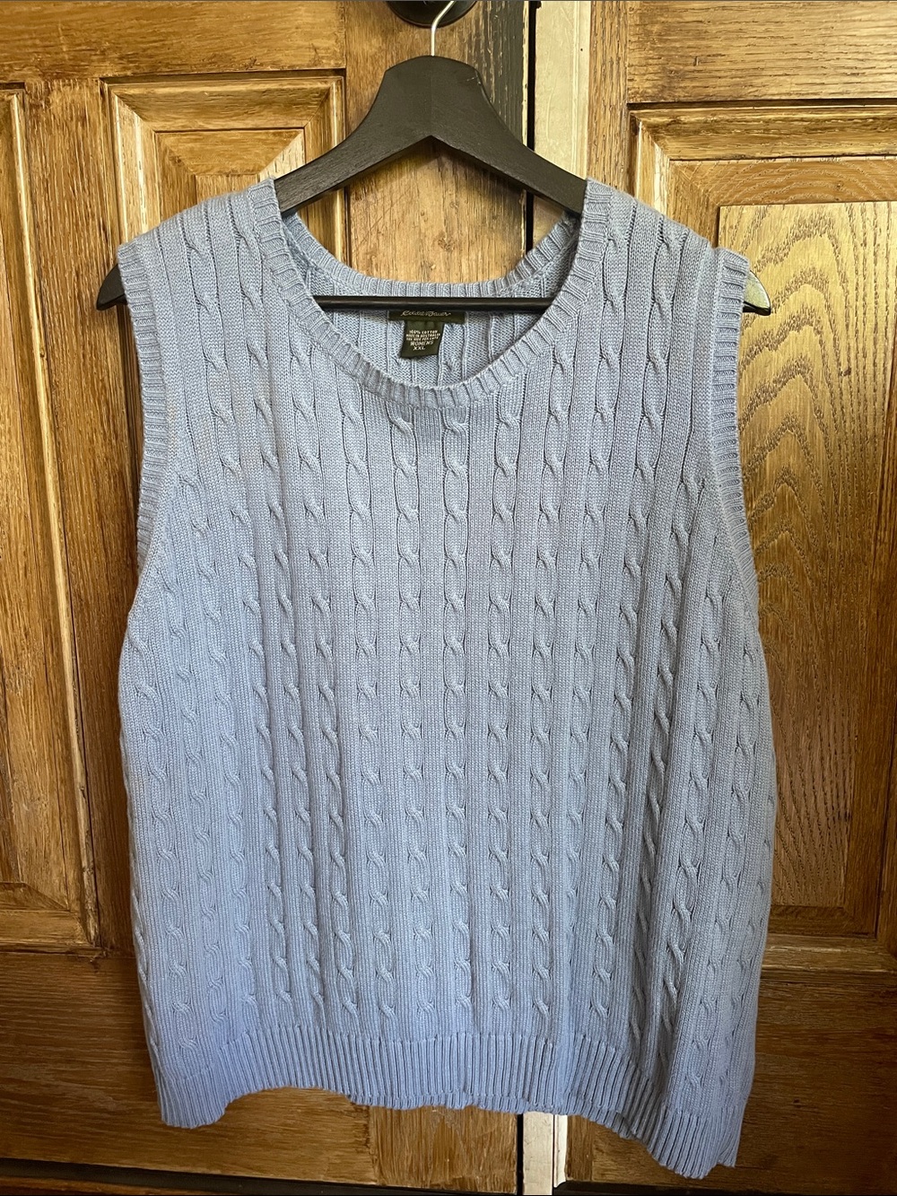 Eddie Bauer Light Blue Cable Knit Crewneck Sweater Vest